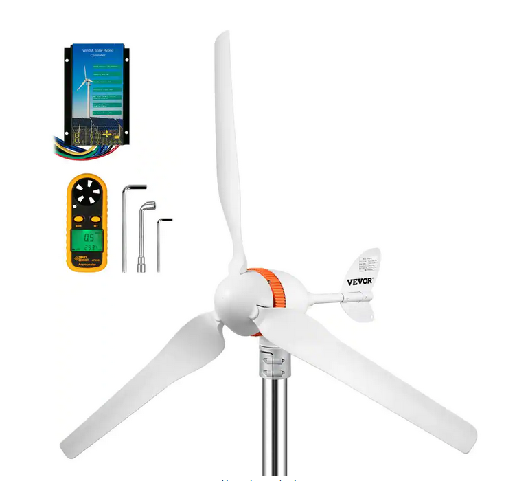 Wind Turbine Generator 400-Watt 12-Volt/AC Wind Turbine Kit 3 Blades Wind Power Generator with Wind and Solar Controller - 91007933484