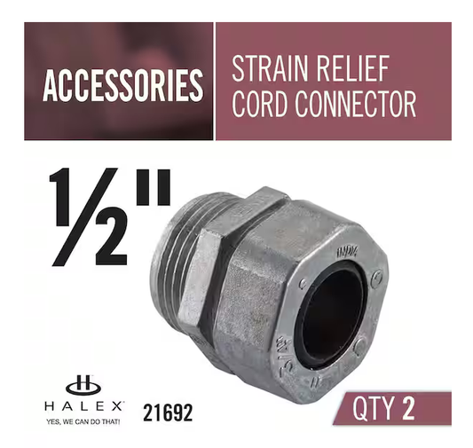 1/2 in. Strain Relief Cord Connectors (2-Pack) - 9115411