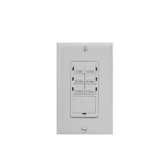 5-Minute to 4-Hour Indoor In-Wall Countdown Digital Lighting and Appliance Timer, White