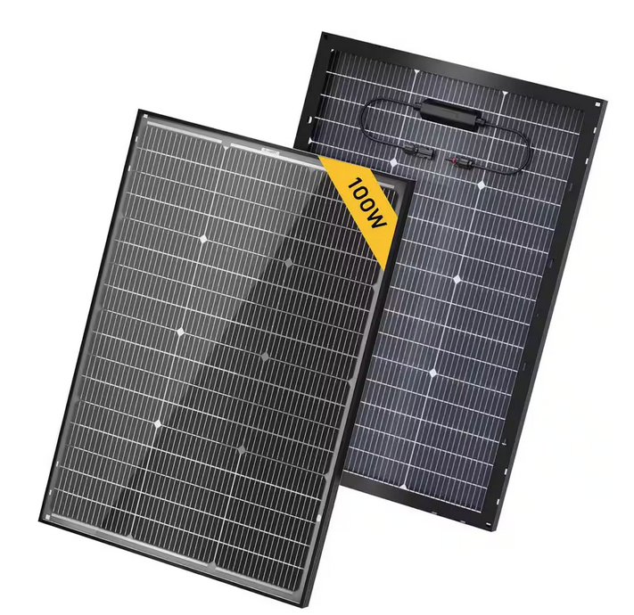 100-Watt N-Type 16BB Bifacial Solar Panel Work for 12-V/ 24-Volt Charger RV Camping Home Boat Marine Curve Surface Black - 91012221334