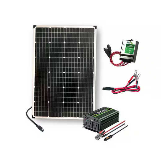 110-Watt Polycrystalline Solar Panel with 300-Watt Power Inverter and 11 Amp Charge Controller - 91004679536