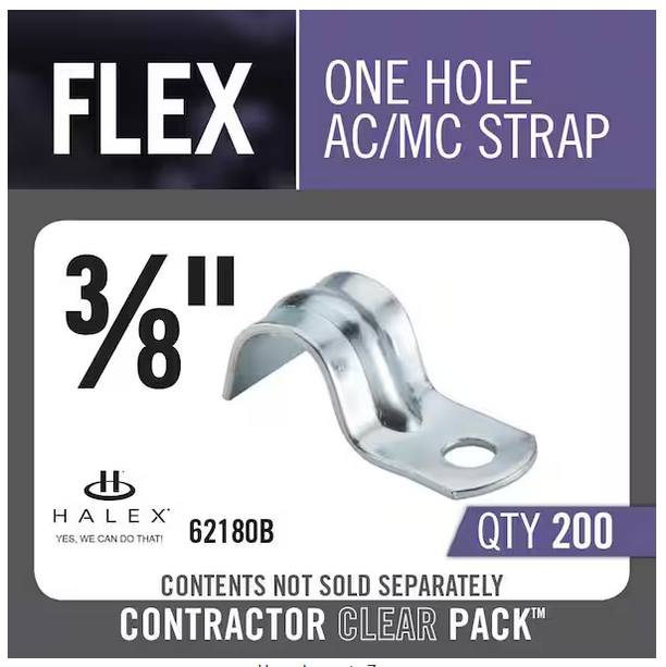 3/8 in. Standard Fitting Flexible Metal Conduit (FMC) 1-Hole Straps (200-Pack) - 91001403036