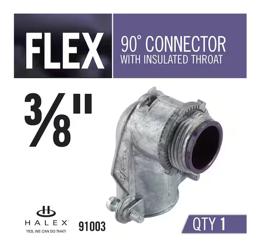 3/8 in. Flexible Metal Conduit (FMC) 90° Connector with Insulated Throat - 9758976