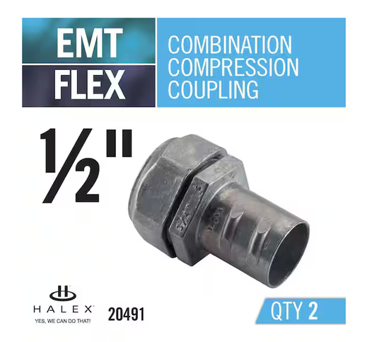 1/2 in. Electrical Metallic Tube (EMT) EMT to Flex Coupling (2-Pack) - 9286692