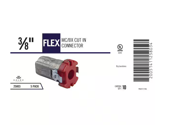 3/8 in. Flexible Metal Conduit (FMC) Cut In Connector (5-Pack) - 9471079