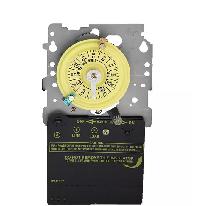 T100 Series 40 Amp 24-Hour Mechanical Mechanism with Single Pole Single Throw switching 120 VAC, Gray - 9123709