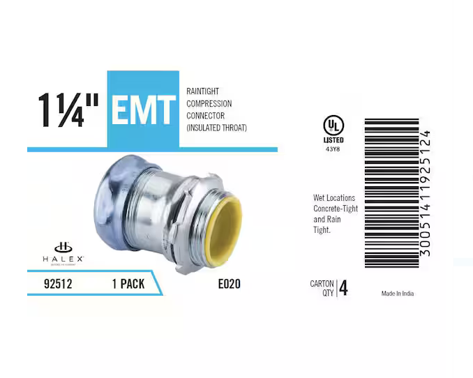 1-1/4 in. Electrical Metallic Tube (EMT) Rain Tight Connectors with Insulated Throats - 9174745