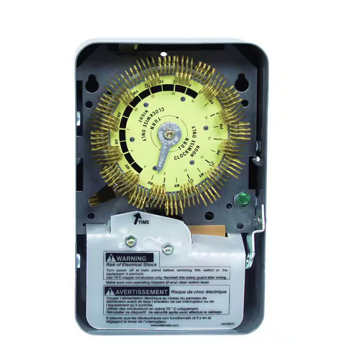 T1900 Series 20 Amp 24-Hour Heavy Duty Mechanical Time Switch with Steel Indoor Enclosure - Gray - 91001264337