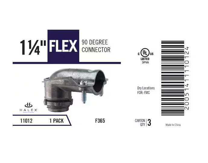 1-1/4 in. Flexible Metal Conduit (FMC) 90° Connector - 9932684