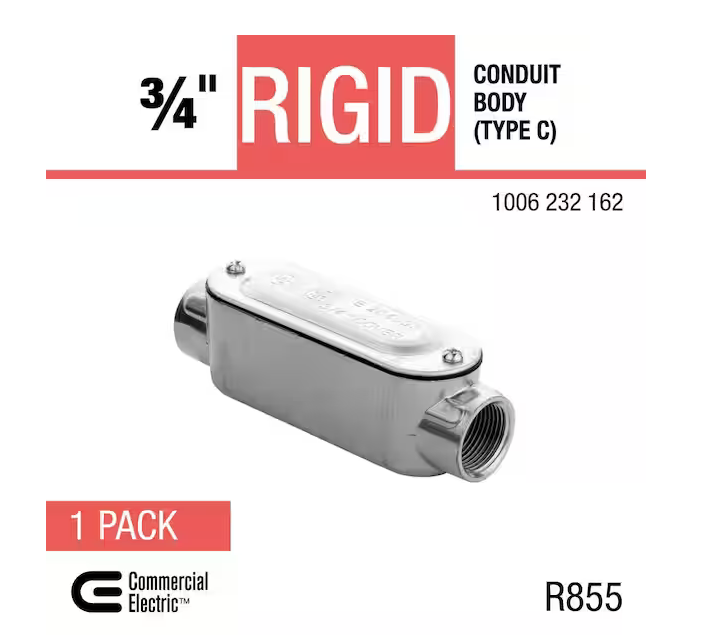 Thread Rmc Conduit 3/4 in. Rigid Metal Conduit (RMC) Threaded Conduit Body with Stamped C ...