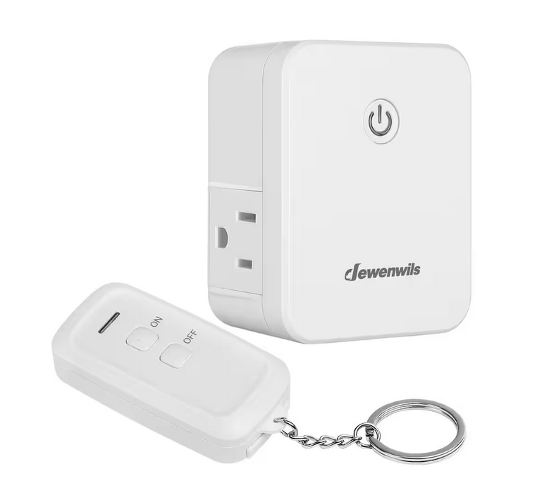 Indoor Wireless Remote Control Outlet, No Interference Remote Light Switch with 2 Side Outlets, 100ft RF Range - 91011964530