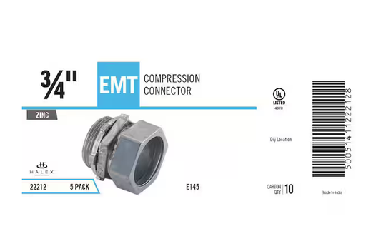 3/4 in. Electrical Metallic Tube (EMT) Compression Connector (5-Pack) - 9911722