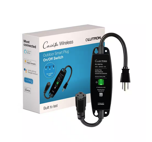 Caseta Weatherproof Outdoor Smart Plug for Landscape and String Lighting, 15-Amp On/Off Switch, Black (PD-15OUT-BL) - 91006137061