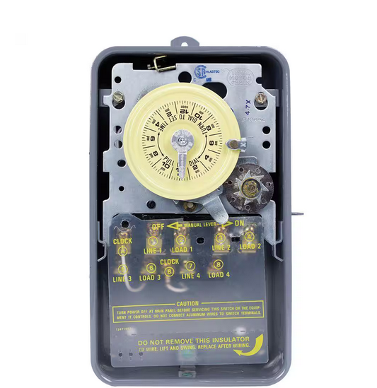 T1400 Series 40 Amp 24-Hour Mechanical Time Switch with Skipper and Outdoor Enclosure - Gray - 91001264326