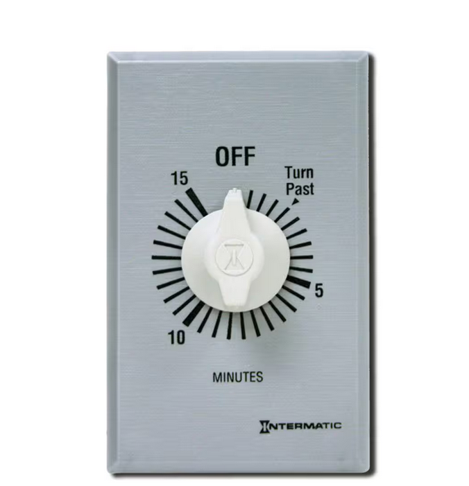 FF Series 10 Amp 15-Minute In-Wall Auto-Off Spring Wound Timer, Gray