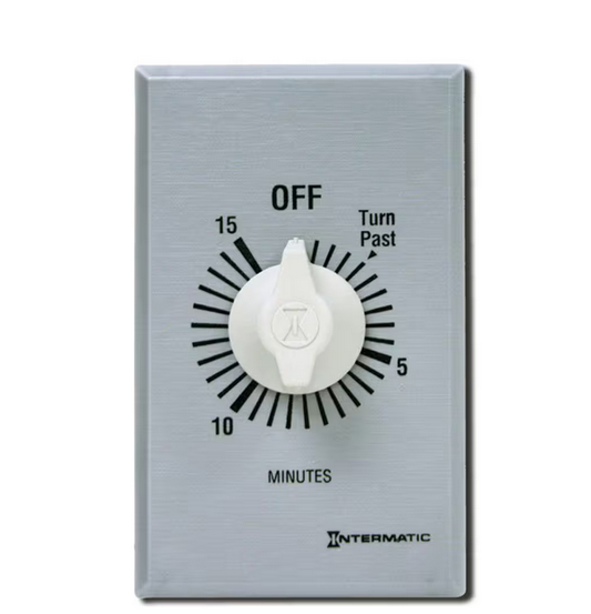 FF Series 10 Amp 15-Minute In-Wall Auto-Off Spring Wound Timer, Gray