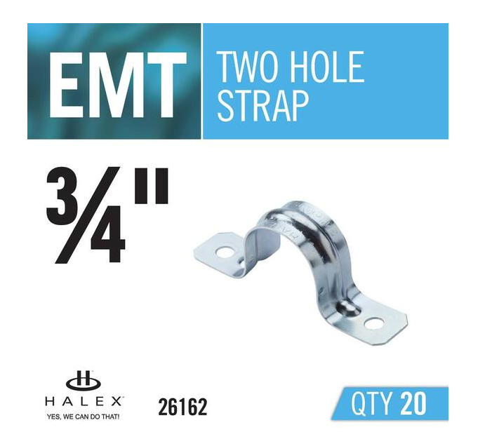 3/4 in. Standard Fitting Electrical Metallic Tube (EMT) 2-Hole Straps (20-Pack) - 9403946